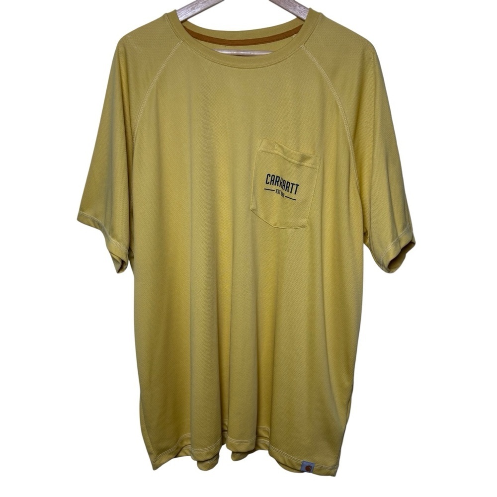 Carhartt Force Outwork Outfish T-Shirt Mens 2XL Relaxed Fit Short Sleeve Yellow